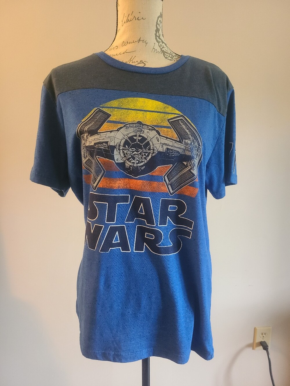 Star Wars Youth Blue Graphic T-Shirt - Tie Fighter Design